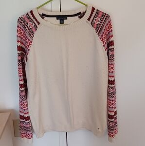 Tommy Hilfiger Cream & Red Sweater Size Large